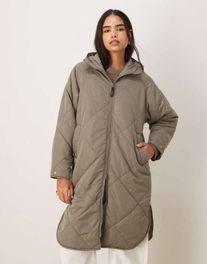 JJXX - Sienna - Steppjacke in Beige mit Kapuze-Grün von JJXX