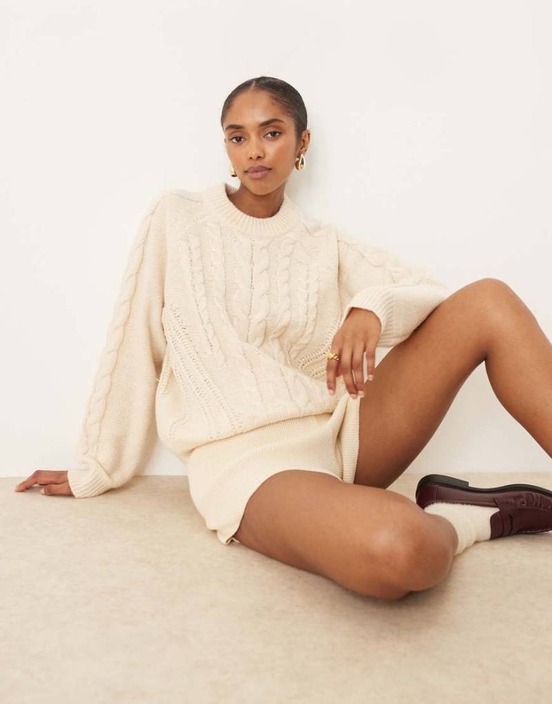 JJXX - Strickpullover in Creme mit Zopfmuster-Weiß von JJXX