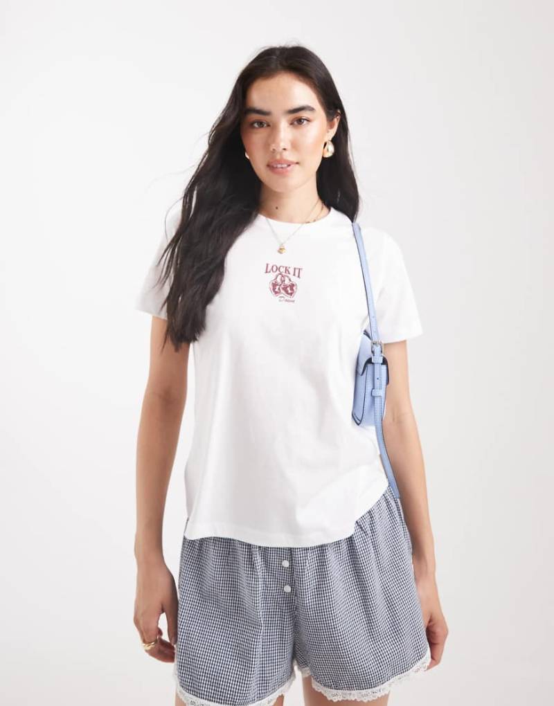 JJXX - T-Shirt in Weiß mit „Lock It"-Grafik von JJXX