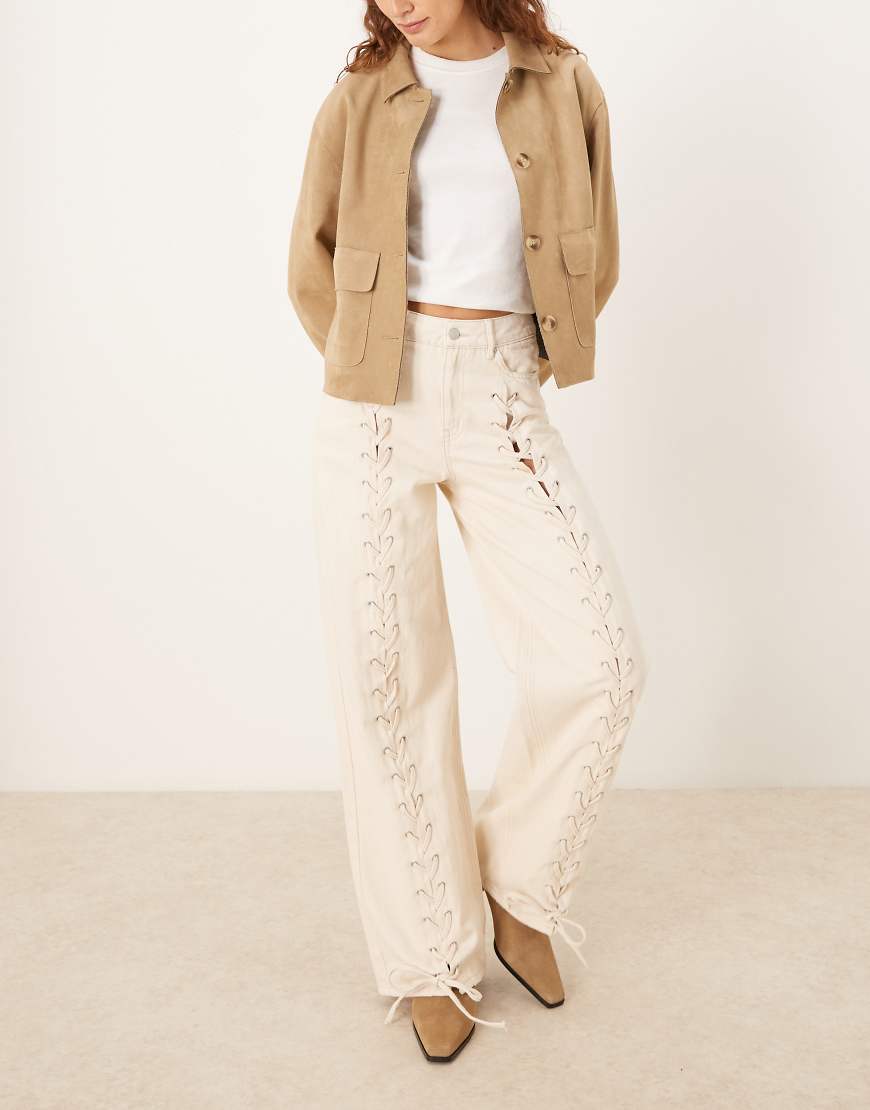 JJXX - Tokyo - Jeans in Cremeweiß mit Schnürung von JJXX