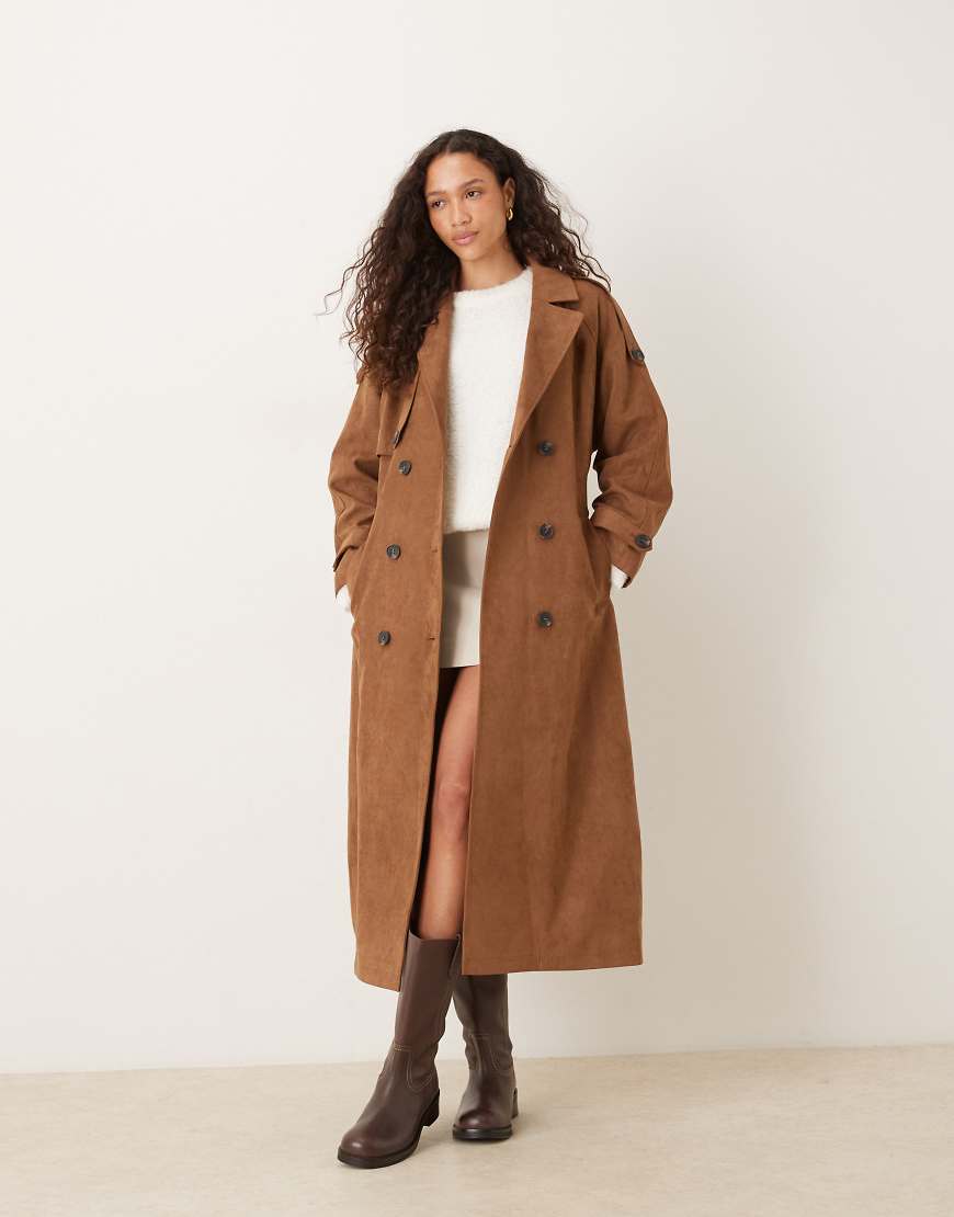 JJXX - Trenchcoat aus Wildlederimitat in Braun-Brown von JJXX