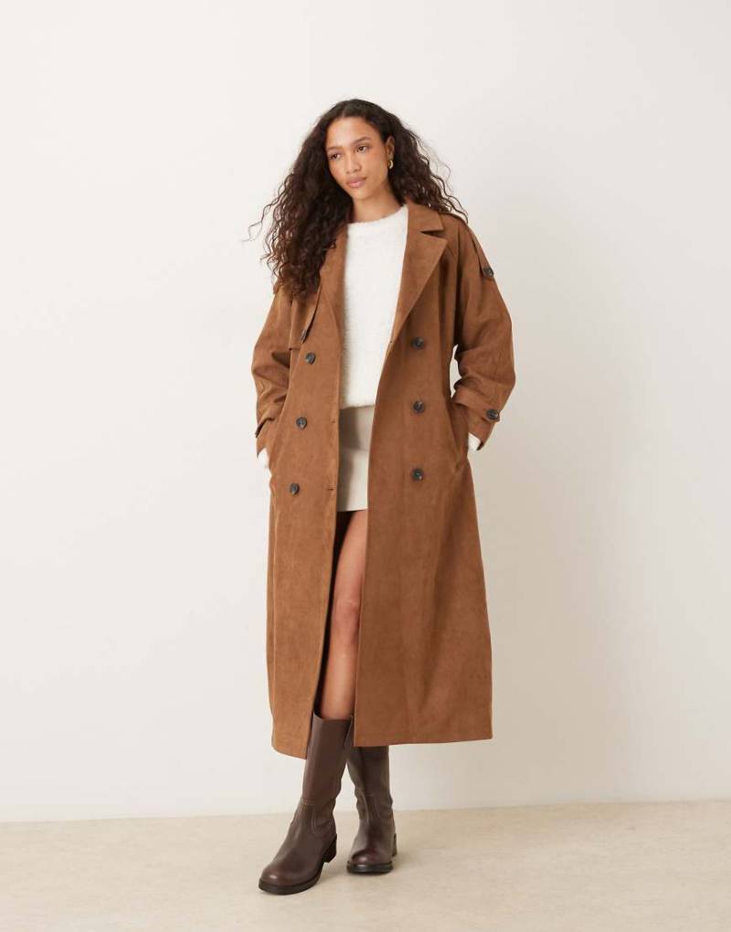 JJXX - Trenchcoat aus Wildlederimitat in Braun-Brown von JJXX