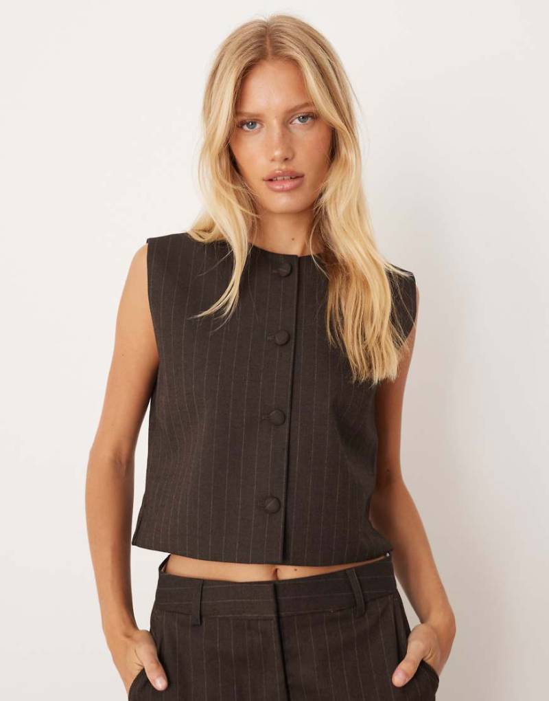 JJXX - Weste in Braun mit Nadelstreifen, Kombiteil-Brown von JJXX