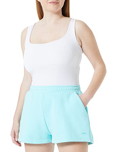 JJXX Women's JXABBIE HW RLX Every Brush SN Shorts, Aruba Blue/Print:Turquoise Logo, S von JJXX