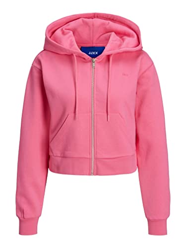 JJXX Women's JXABBIE LS REG Every Brush Zip Hood NOOS Sweatjacke, Carmine Rose/Print:Magenta Logo, S von JJXX