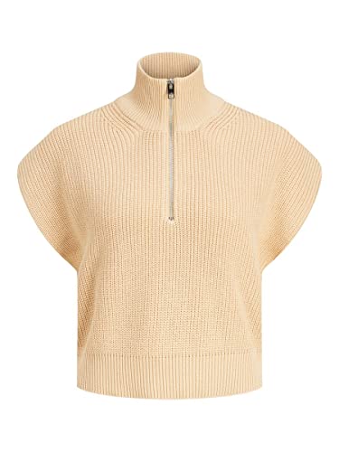 JJXX Women's JXFLORENCE Twist Half Zip Knit Vest Pullover, Beige, L von JJXX