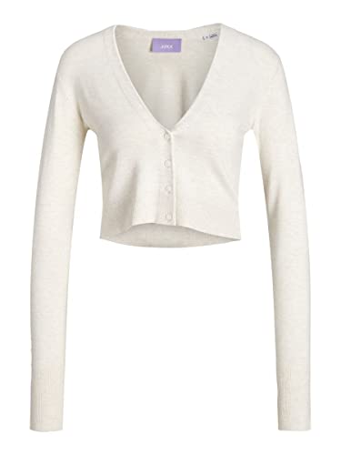 JJXX Women's JXISABEL LS Soft Cropped Knit Cardigan, Snow White, S von JJXX