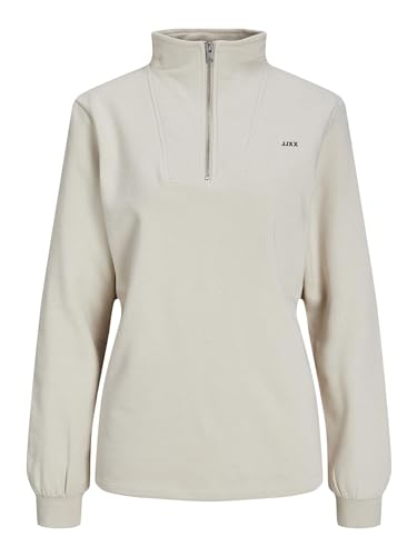 Jack & Jones Damen Jxabbie RLX Ls Half Zip Sweat SWT Noos Sweatshirt, Moonbeam/Print:Black Jjxx Logo, L von JJXX