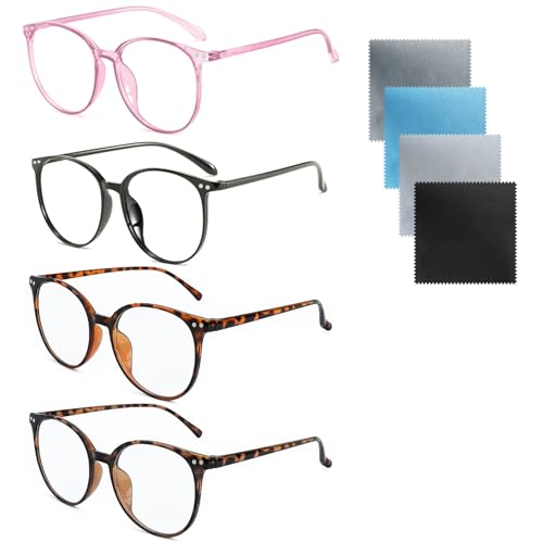 JJZGPP 4 Pack Blaues Licht Blockieren Brillen, Runde Rahmen Anti Blaues Licht Brillen, Leichtes Gewicht Klare Linse Lesebrille Für Frauen Männer, Schützt Die Augen und Lindert Müdigkeit JJZGPP 4 Pack Blaues Licht Blockieren Brillen, Runde Rahmen Anti Blaues Licht Brillen, Leichtes Gewicht Klare Linse Lesebrille Für Frauen Männer, Schützt Die Augen und Lindert Müdigkeit von JJZGPP