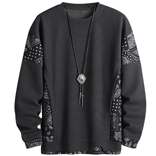 JJdocvanatic Sweatshirt Streetwear Pullover Herren ohne Kapuze Basic Crewneck Sweater Pulli Schwarz Weiß Grau(Dunkelgrau,2XL) von JJdocvanatic