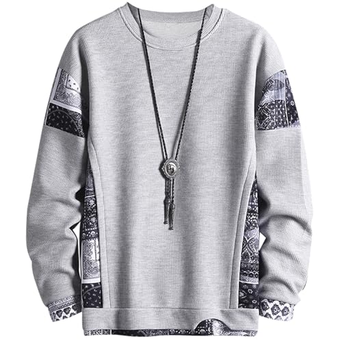 JJdocvanatic Sweatshirt Streetwear Pullover Herren ohne Kapuze Basic Crewneck Sweater Pulli Schwarz Weiß Grau(Grau,L) von JJdocvanatic
