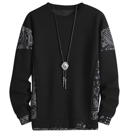 JJdocvanatic Sweatshirt Streetwear Pullover Herren ohne Kapuze Basic Crewneck Sweater Pulli Schwarz Weiß Grau(Schwarz,2XL) von JJdocvanatic