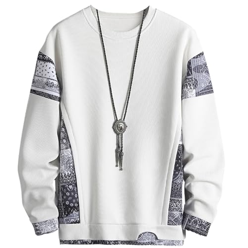 JJdocvanatic Sweatshirt Streetwear Pullover Herren ohne Kapuze Basic Crewneck Sweater Pulli Schwarz Weiß Grau(Weiß,S) von JJdocvanatic