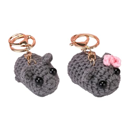 JJianSpiel 2 Stück Trauriger Hamster Schlüsselanhänger, Sad Hamster Keychain, Hamster Kuscheltier, Sad Hamster Meme, Handgefertigte Traurige Hamster-Strickpuppe von JJianSpiel
