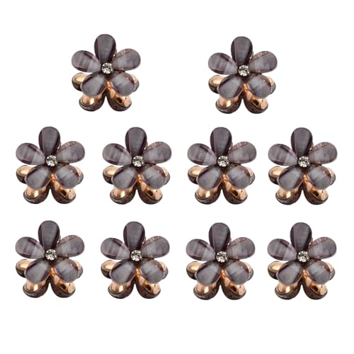 JJiaoLinin Mini Haarspangen,10 Stück Diamant Haarspangen Blumen-Haarspangen Haarclips für Kinder Haarschmuck für Damen Klaue Clips Haarklammern Rutschfeste Haarklauenclip Rutschfeste Haarspangen Grau von JJiaoLinin