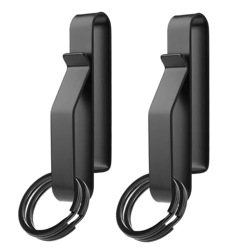 JJiaoLinin Schlüsselhalter Gürtel, 2 Stück Schwerlast Schlüsselhalter Gürtel mit Metall Schlüsselringen Gürtelclip Gürtelschlaufe für 3,8-5,7cm Breite Dienstgürtel für Polizei und Feuerwehr von JJiaoLinin