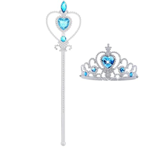 Tiara Crown und Fairy Wand, 2 Sets fee kostüm und zauberstab für Mädchen aus Kunststoff krönchen Prinzessin Zauberstab mit Strasssteinen Glitter Engelsstab Feenstab Kit für Kostüm Cosplay Geburtstag von JJiaoLinin