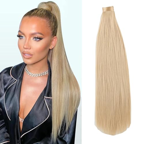 JJstar 70 cm gerader Pferdeschwanz-Verlängerung, zum Anklipsen, synthetisches Haarteil für Damen von JJstar