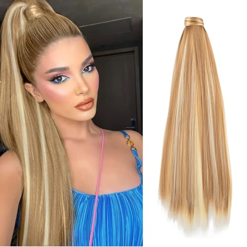 JJstar 70 cm gerader Pferdeschwanz-Verlängerung, zum Anklipsen, synthetisches Haarteil für Damen von JJstar