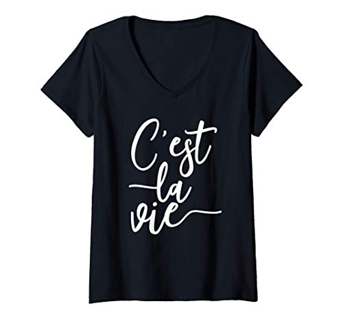 Damen C'est La Vie Französisch Sprich so ist das Leben T-Shirt mit V-Ausschnitt Damen C'est La Vie Französisch Sprich so ist das Leben T-Shirt mit V-Ausschnitt von JK-Design