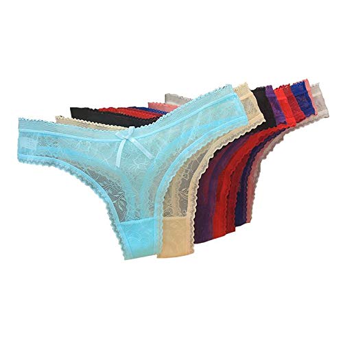 JK Home Damen Tanga Unterwäsche Spitze Niedrige Taille Unterhose Transparent Panties Slips Gr. One size, 8 Stück, zufällige Farbe. von JK Home