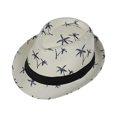 JK Home Hawaiianische Fedora-Strohhhüte für Herren und Damen, Unisex, Trilby Panama Sommer Sonne Jazz Kostüm Party Kappe von JK Home