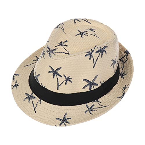 JK Home Hawaiianische Fedora-Strohhhüte für Herren und Damen, Unisex, Trilby Panama Sommer Sonne Jazz Kostüm Party Kappe von JK Home