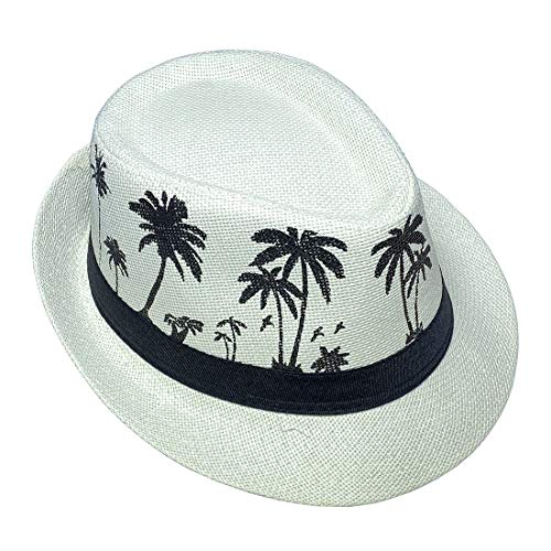 JK Home Hawaiianische Fedora-Strohhüte für Herren und Damen, Unisex, Trilby, Panama, Sommer, Sonne, Jazz, Kostüm, Partykappe, beige, Einheitsgröße von JK Home