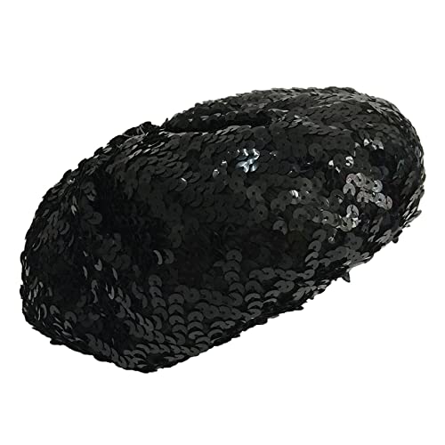 JK Home Pailletten Barett Hut Glitzernd Glänzend Beanie Cap für Frauen Mädchen Halloween Festival Party Club, Fun Costume Stretch Mermaid Dancing Cap, Schwarz , Einheitsgröße von JK Home