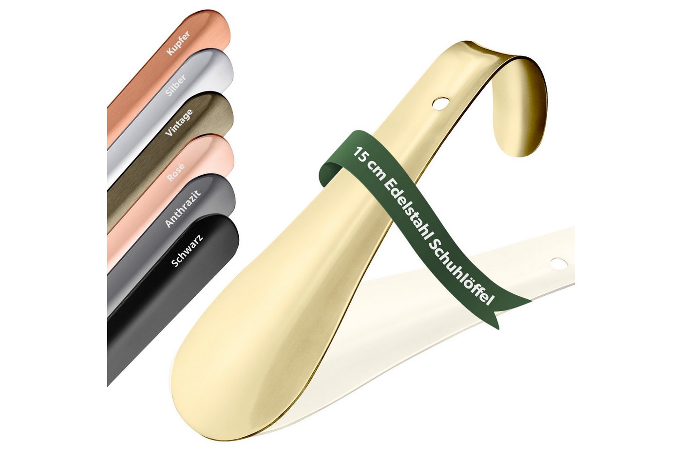 JK Trade Schuhlöffel 15cm Edelstahl Gold poliert (1-tlg., klein & stabil), ideal für Reisen – Aufhängbar & hochwertig verarbeitet von JK Trade