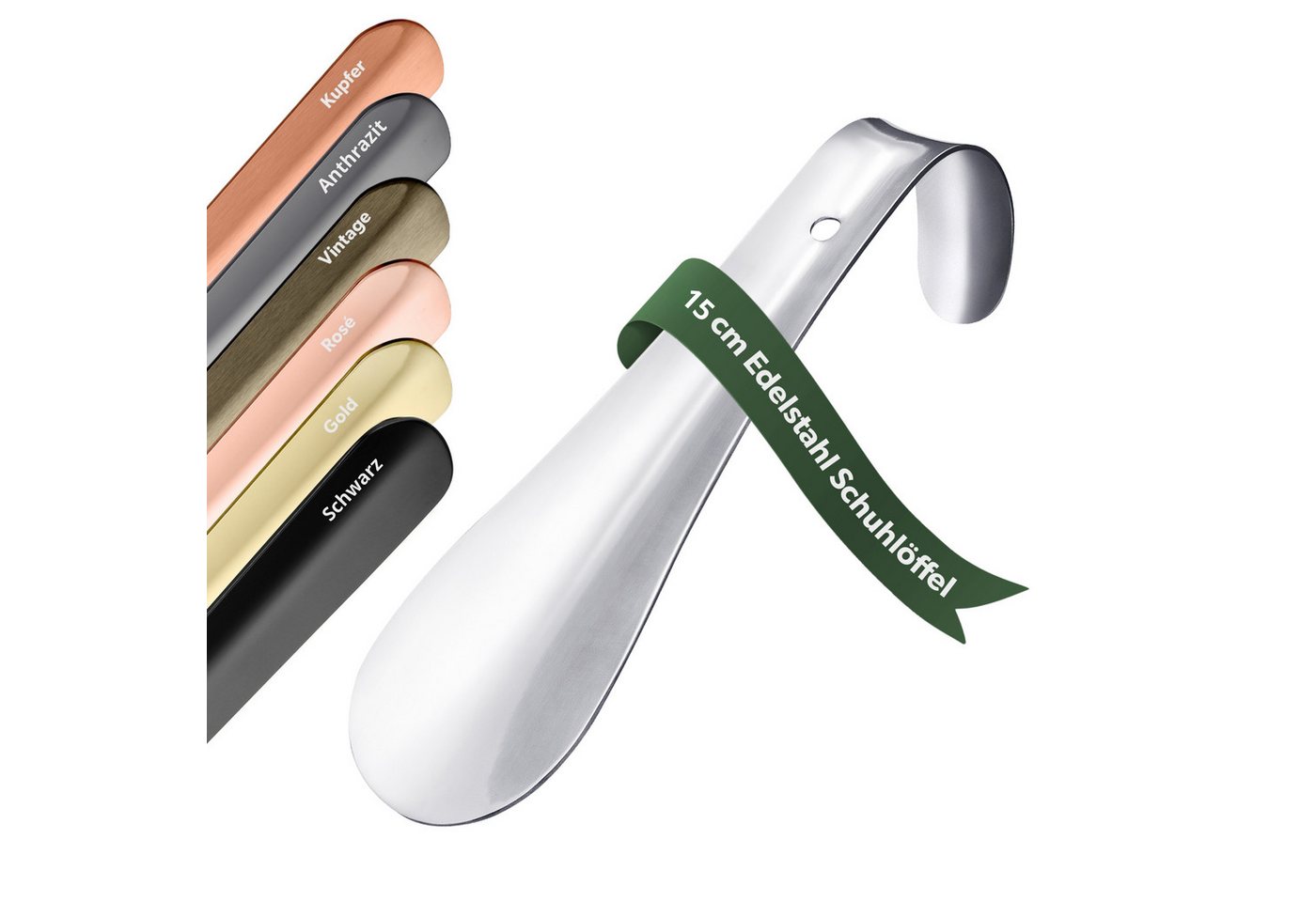 JK Trade Schuhlöffel 15cm Edelstahl poliert (1-tlg., klein & stabil), ideal für Reisen – Silber, Aufhängbar & hochwertig verarbeitet von JK Trade