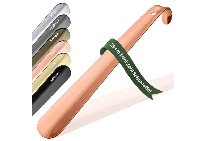 JK Trade Schuhlöffel 29cm Edelstahl Kupfer poliert (1-tlg., klein & stabil), für jede Sporttasche – Aufhängbar & hochwertig verarbeitet von JK Trade