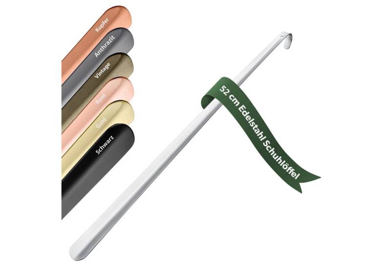 JK Trade Schuhlöffel 52cm Edelstahl poliert (1-tlg., lang & stabil), Metall Schuhanzieher lang zum Stehen, Aufhängbar, 2mm Extra Stabil von JK Trade