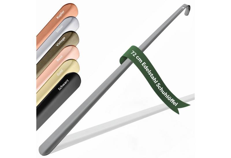 JK Trade Schuhlöffel 72cm Edelstahl Anthrazit poliert (1-tlg., extra lang & sehr stabil), Metall Schuhanzieher lang zum Stehen, Aufhängbar, 2mm Extra Stabil von JK Trade