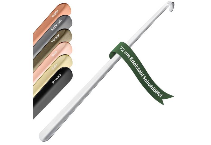 JK Trade Schuhlöffel 72cm Edelstahl poliert (1-tlg., extra lang & stabil), Metall Schuhanzieher lang zum Stehen, Aufhängbar, 2mm Extra Stabil von JK Trade