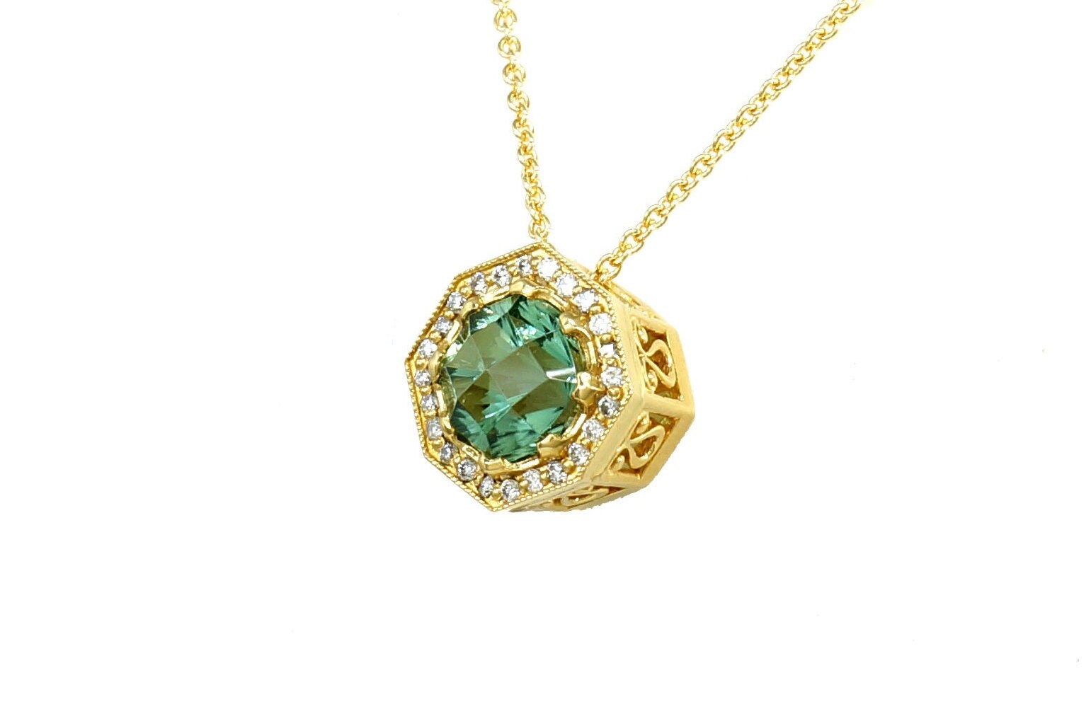 Ausgefallener Turmalin, Grüner Starburst Cut 18K Gelbgold, Ganz Besonderes, Designer Facettierung Ausgefallener Turmalin, Grüner Starburst Cut 18K Gelbgold, Ganz Besonderes, Designer Facettierung von JKBloomJewelers