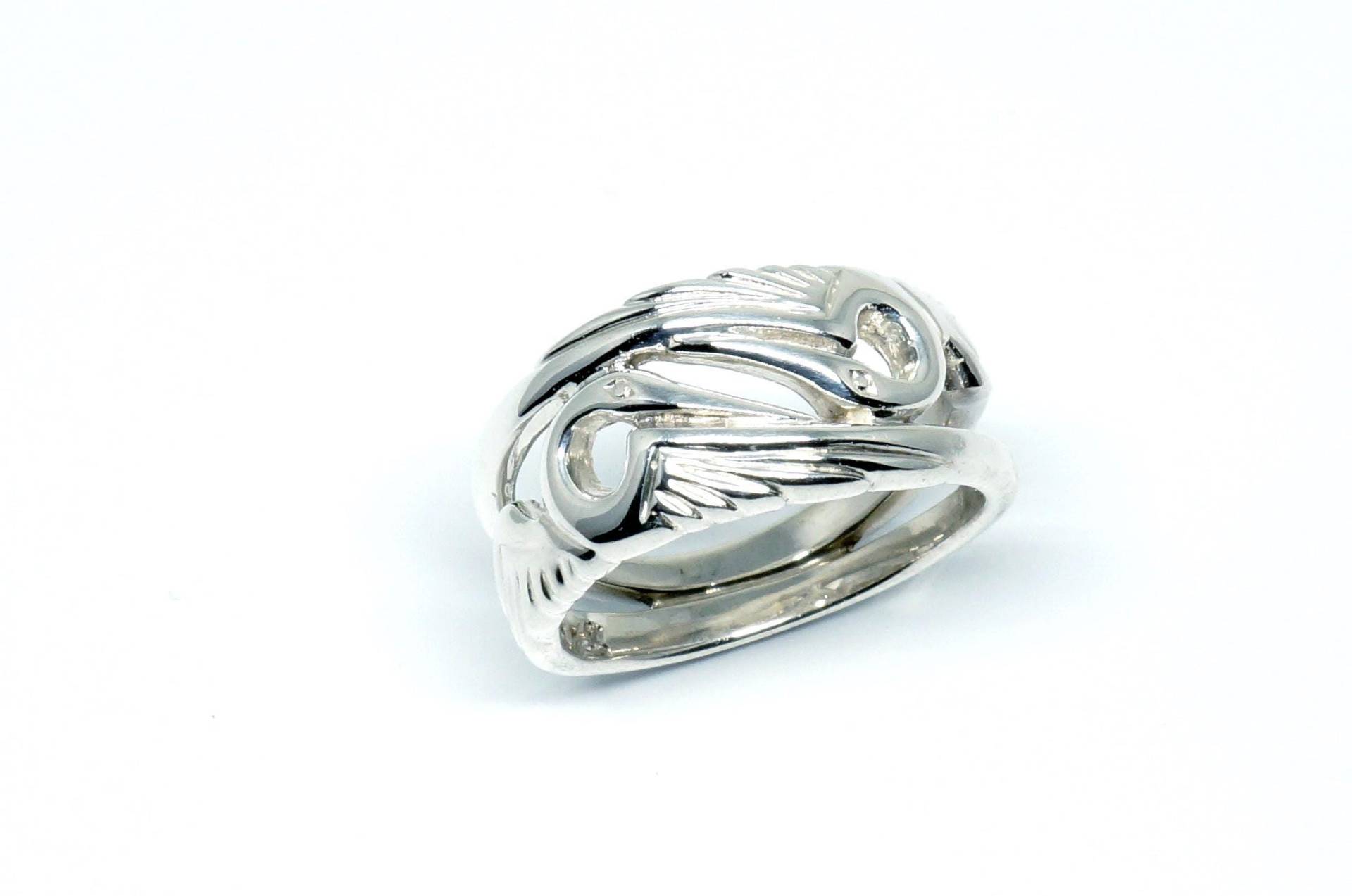 sterling Silber Kranich Ring. Küssende Kraniche, Vögel, Natur sterling Silber Kranich Ring. Küssende Kraniche, Vögel, Natur von JKBloomJewelers