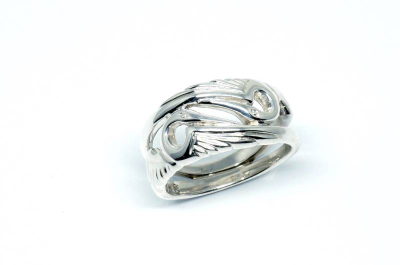 sterling Silber Kranich Ring. Küssende Kraniche, Vögel, Natur von JKBloomJewelers