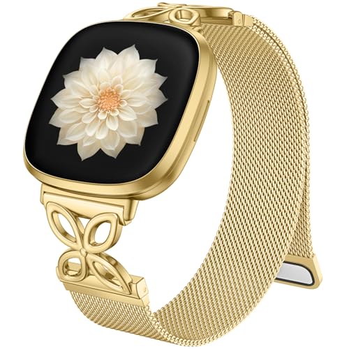 JKD Kompatibel mit Fitbit Versa 3 Bändern für Damen, Fitbit Sense 2 Bänder für Damen, Fitbit Versa 4 Bänder für Damen und Damen, Blumenform, Edelstahl-Mesh-Schlaufenband, Ersatz für Fitbit Smartwatch JKD Kompatibel mit Fitbit Versa 3 Bändern für Damen, Fitbit Sense 2 Bänder für Damen, Fitbit Versa 4 Bänder für Damen und Damen, Blumenform, Edelstahl-Mesh-Schlaufenband, Ersatz für Fitbit Smartwatch von JKD