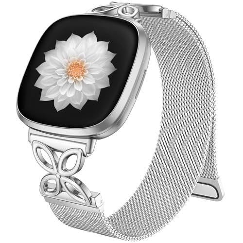 JKD Metallband, kompatibel mit Fitbit Versa 4, für Damen und Herren, Fitbit Sense 2, Edelstahl, weiches Netzband, Ersatz für Fitbit Sense 2/Versa 3/Sense/Versa 4 Smartwatch, Silber JKD Metallband, kompatibel mit Fitbit Versa 4, für Damen und Herren, Fitbit Sense 2, Edelstahl, weiches Netzband, Ersatz für Fitbit Sense 2/Versa 3/Sense/Versa 4 Smartwatch, Silber von JKD