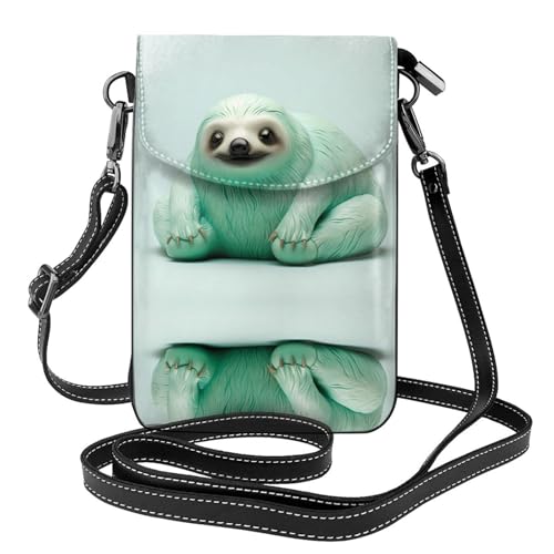 JKDGOJ Animal Sloth Mint Green Prints Crossbody Bag Handytasche Damen Kleine Geldbörse Ein praktisches Geschenk geeignet zum Ausgehen, Trainieren und Einkaufen von JKDGOJ