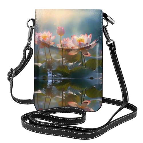 JKDGOJ Blumige Lotus Prints Crossbody Tasche, Handytasche, kleine Damengeldbörse, ein praktisches Geschenk geeignet zum Ausgehen, Trainieren und Einkaufen von JKDGOJ