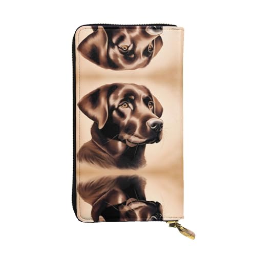 JKDGOJ Braune Labrador Retriever-Prints, lange Damen-Geldbörse, Leder, große Kapazität, Kreditkarten-Reißverschlusstasche von JKDGOJ