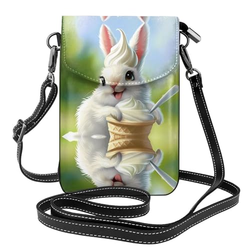 JKDGOJ Bunny Eating Ice Cream Prints Crossbody Bag Handytasche Damen Kleine Geldbörse Ein praktisches Geschenk geeignet zum Ausgehen, Trainieren und Einkaufen von JKDGOJ