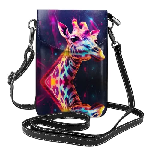 JKDGOJ Bunte Giraffen-Druck-Umhängetasche, Handytasche, kleine Damen-Geldbörse, ein praktisches Geschenk zum Ausgehen, Trainieren und Einkaufen von JKDGOJ