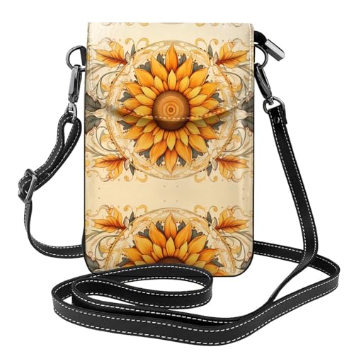 JKDGOJ Bunte Sonnenblumen-Drucke, Umhängetasche, Handytasche, kleine Damen-Geldbörse, ein praktisches Geschenk zum Ausgehen, Trainieren und Einkaufen von JKDGOJ