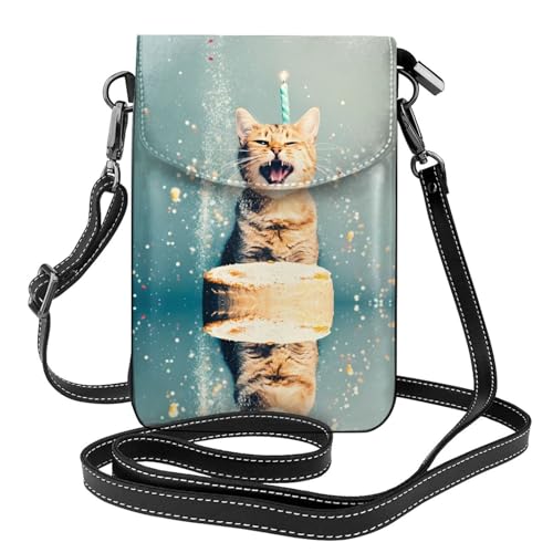 JKDGOJ Cake Battle Cat Prints Crossbody Tasche, Handytasche, kleine Damenbrieftasche, ein praktisches Geschenk geeignet zum Ausgehen, Trainieren und Einkaufen von JKDGOJ