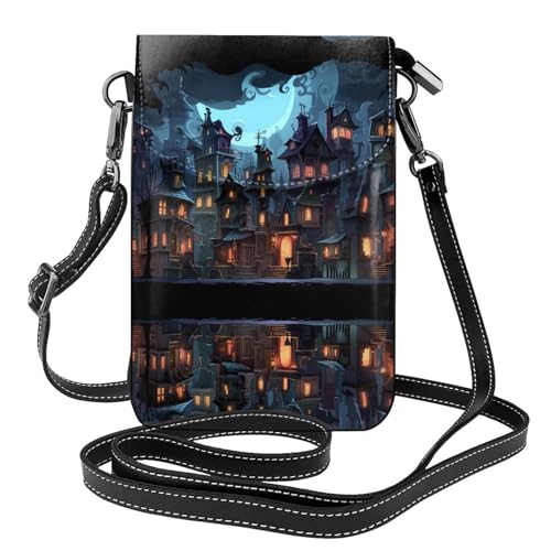 JKDGOJ Creepy Town Prints Crossbody Tasche, Handytasche, kleine Damenbrieftasche, ein praktisches Geschenk geeignet zum Ausgehen, Trainieren und Einkaufen von JKDGOJ