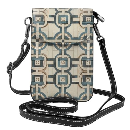 JKDGOJ Crossbody-Tasche mit rundem Verbindungsmuster, Handytasche, kleine Damengeldbörse, ein praktisches Geschenk zum Ausgehen, Trainieren und Einkaufen von JKDGOJ