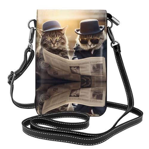 JKDGOJ Die zwei coolen Katzen. Prints Crossbody Tasche, Handytasche, Damen kleine Geldbörse, ein praktisches Geschenk geeignet zum Ausgehen, Trainieren, Einkaufen von JKDGOJ